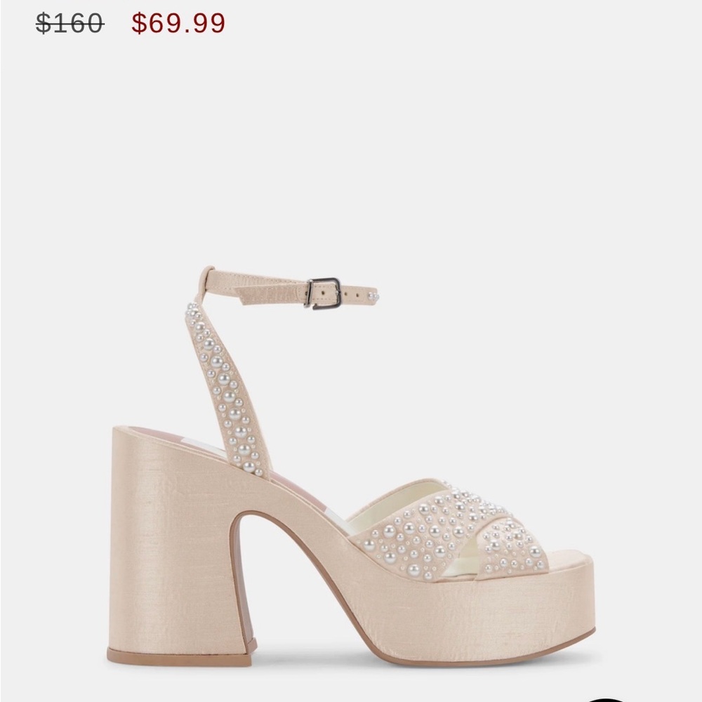 Dolce Vita Pearl-Studded Cream Platforms